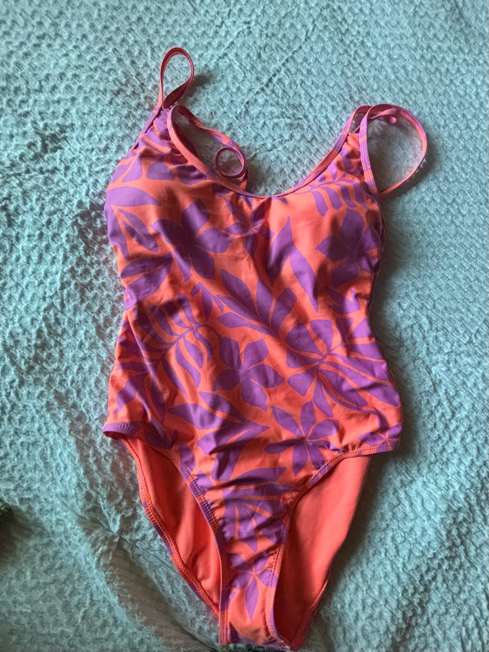 Tropical Floral One-Piece Swimsuit in Coral & Purple